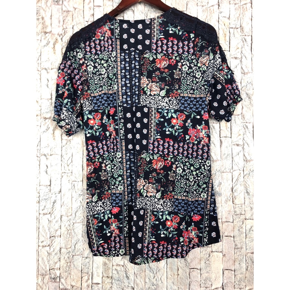 Anthropologie Eden & Olivia Navy Print Top - Picture 2 of 4